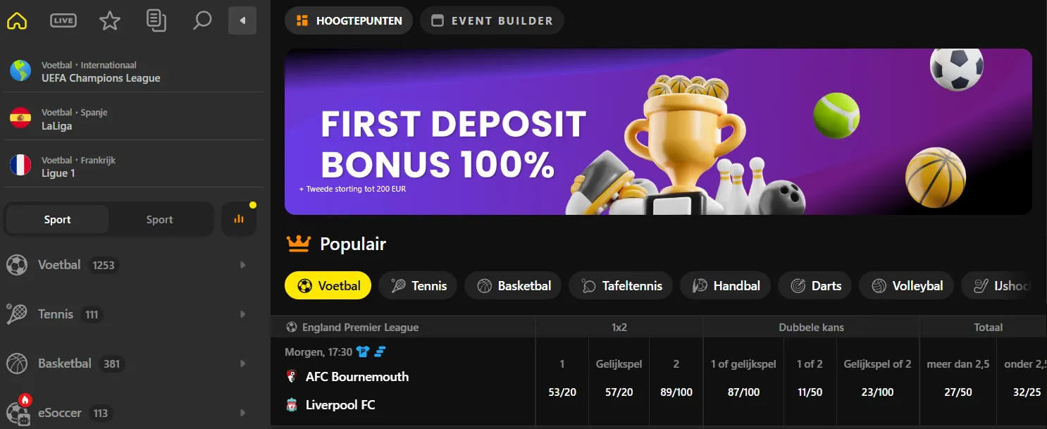 BlitzBet sportwedden en online bookmaker interface